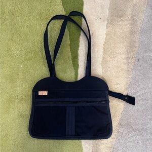 Navy Tote Bag with Zipper Peaches and Cream Vintage